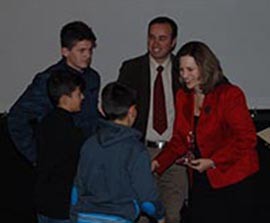 Young film-makers proudly accepting the awards