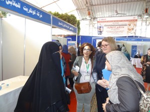 USAID Mission Director to Egypt Dr. Mary C. Ott speaks with job fair participants