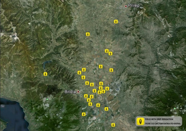 Map of demonstration plots in Pelagonia region
