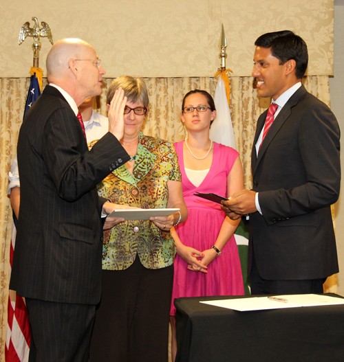 USAID Administrator Dr. Rajiv Shah swears in Gregory Gottlieb as Mission Director for Pakistan.