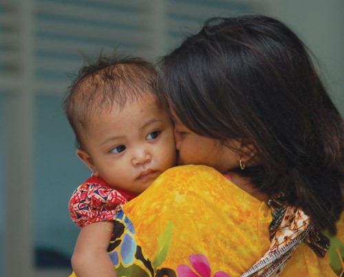 A happy mother and a healthy baby