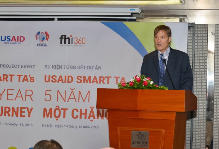 USAID Vietnam Mission Director Michael Greene speaks at the project review workshop.