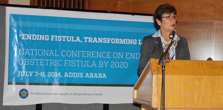 U.S. Ambassador to Ethiopia Patricia Haslach speaking at the opening ceremony of the national conference on fistula elimination.