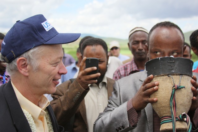 USAID Ethiopia Mission Director Dennis Weller (left), Somali Regional State government representatives, and village elders