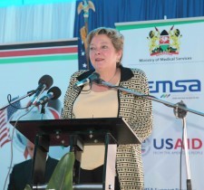 USAID Mission Director, Karen Freeman marks World AIDS Day at KEMSA. Photo by USAID/Linda Musiime