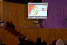 USAID/Afghanistan's Health and Nutrition Office Director, Karla Fossand, delivering remarks via video.