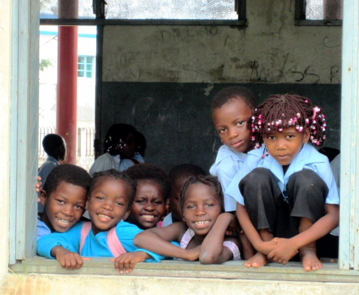 A group of children at a school in Zambezia province, Mozambique