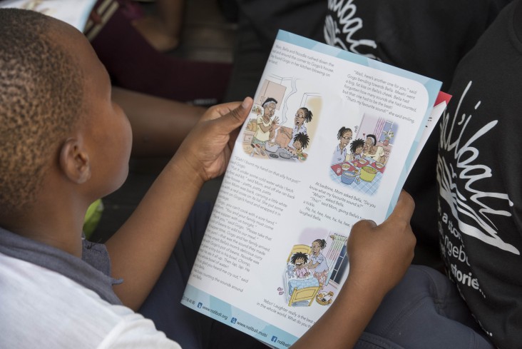 School children reading stories