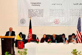 Professor Amanullah Hamidzai, chancellor of Shaheed Rabbani Education University, delivers his speech.