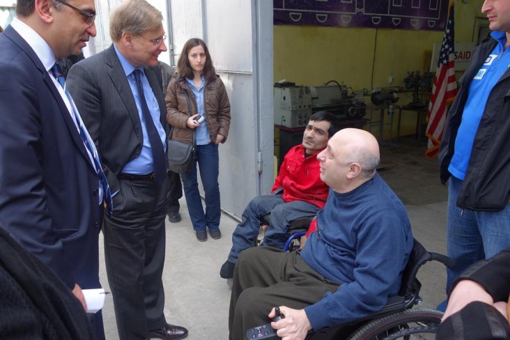 Ambassador Norland with Giorgi Dzneladze, President of the Coalition for Independent Living