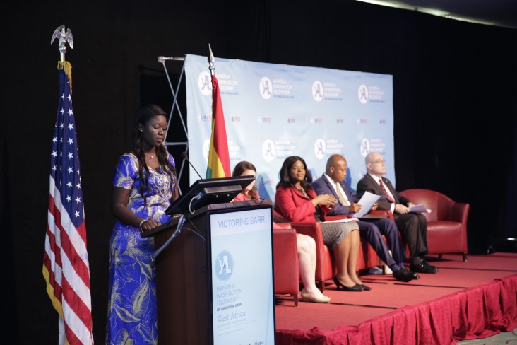 YALI West Africa Regional Advisory Board Chair, Victorine Kambe Sarr addressing the conference