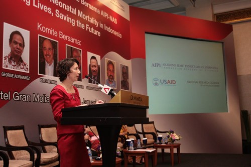 U.S. Embassy Chargé d'affaires Kristen Bauer gives remarks at the launch of the Joint U.S.-Indonesia Research Study on Maternal 