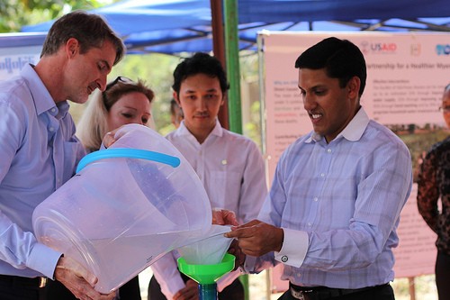 USAID/Burma Mission Director Chris Milligan (left) and USAID Administrator Rajiv Shah (right) in North Okkalapa Township