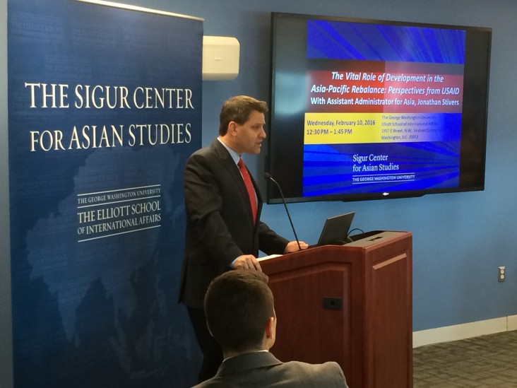 Assistant Administrator Stivers speaking at the Sigur Center for Asian Studies, George Washington University, Washington, DC