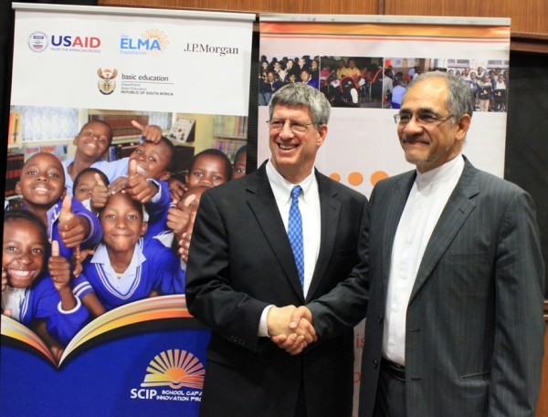 U.S. Ambassador to South Africa Donald H. Gips and South African Deputy Minister of Basic Education, Enver Surty at the launch.