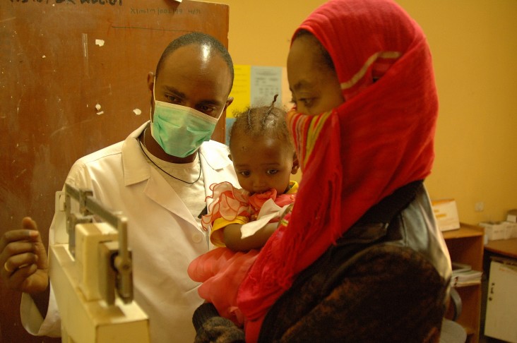A patient check-up at Akaki Health Center.