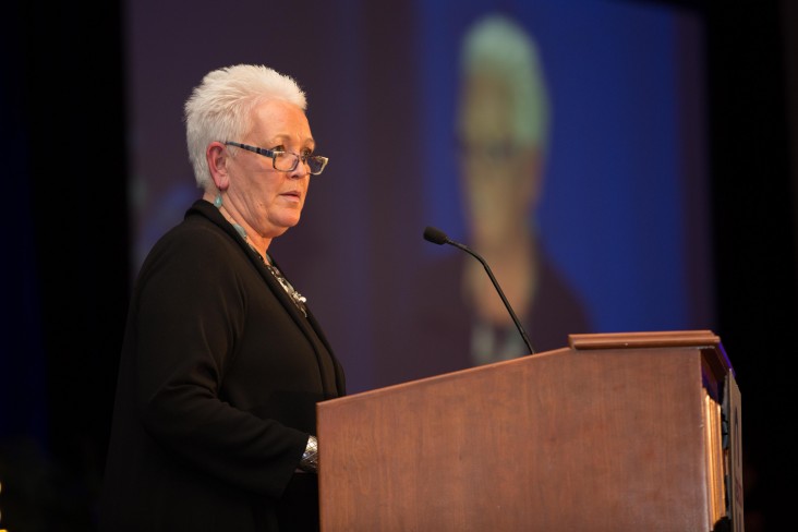 Administrator Gayle Smith delivering the keynote address at the InterAction Forum 2016 Gala Banquet & Award Ceremony