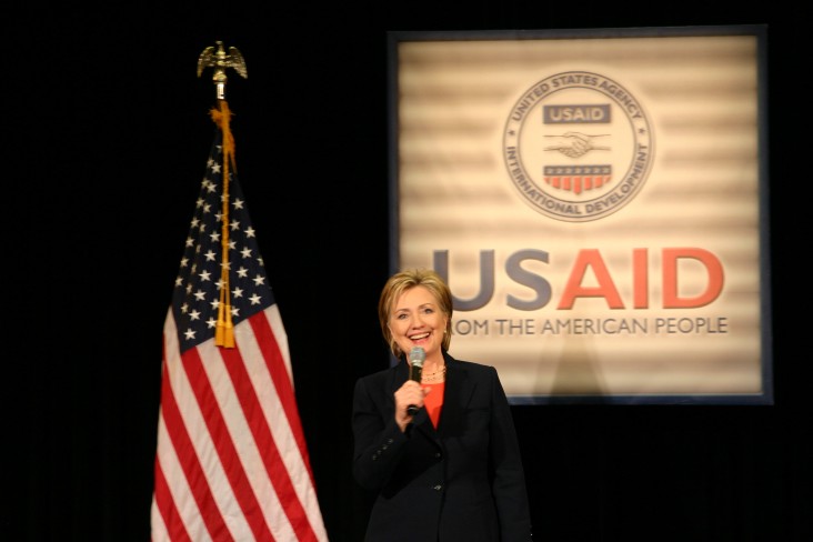 U.S. Secretary of State Hillary R. Clinton addresses USAID employees at the Ronald Reagan Building.