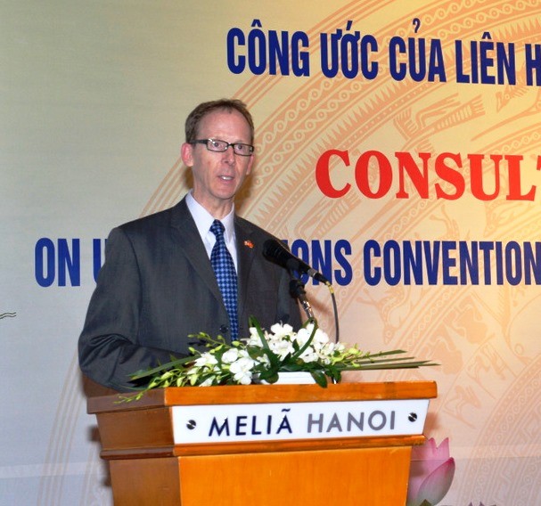 USAID Vietnam Mission Director Joakim Parker speaks at the Consultative Workshop