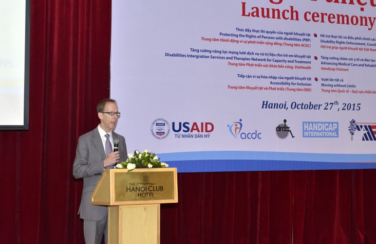 USAID Mission Director Joakim Parker speaks at the launching ceremony.
