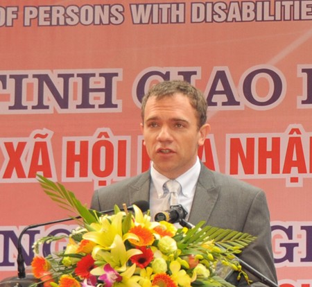 USAID Acting Mission Director Randolph Flay speaks at the International Day of Persons with Disabilities event.