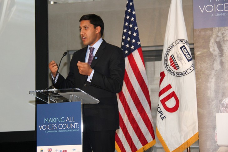 Administrator Rajiv Shah at the launch of Making All Voices Count