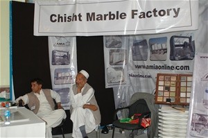 Afghan businessmen at their company booth during the 2010 marble conference.