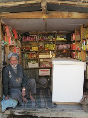 A new shop owner established his business at kilometer marking 16 of the Keshim-Faizabad Road, Badakhshan Province. He benefits 