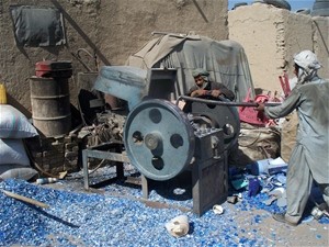 USAID-funded machinery in use at Qaderi Plastic Recycling Company.