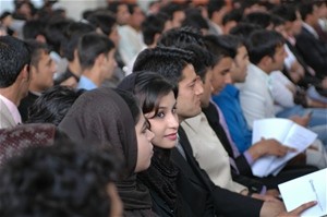 Afghan youth took part in a USAID and Afghanistan National Assembly sponsored Youth Parliamentary session in June. Nearly 90 you