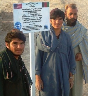 Local Governance and Community Development staff conduct a final assessment of Bakwa’s new roads.