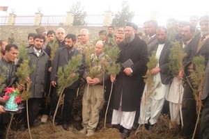 Everyone at the ceremony is given a tree to plant