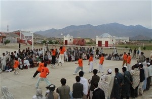 The Wardak volleyball team draws eager crowds