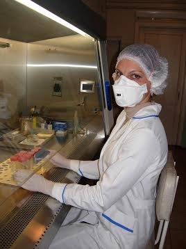 Bacteriologist Maryna Kulyk performs diagnostic tests for TB.