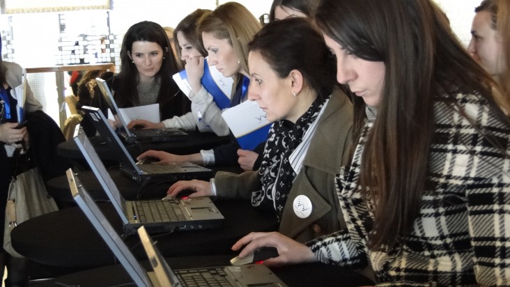 Participants of the Week of Women fill in their evaluation forms online