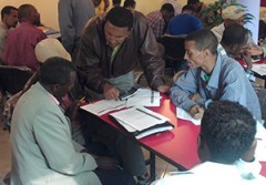 District officials during a micro-planning meeting in Adama, Ethiopia.