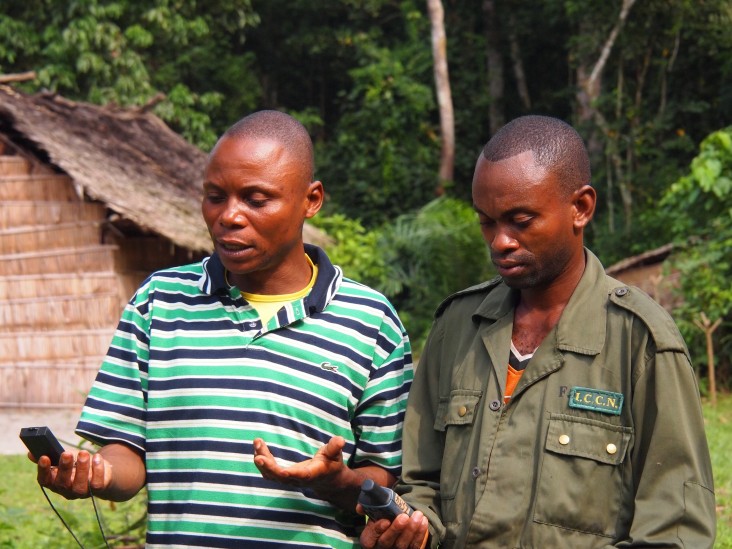 A park guard learns to use a compass and GPS unit to enhance law enforcement efforts and combat poaching at the national park.