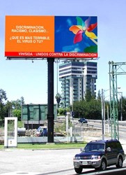 A billboard on El Salvador Road in Guatemala City challenges Guatemalans to stop discrimination against people with HIV/AIDS. Th