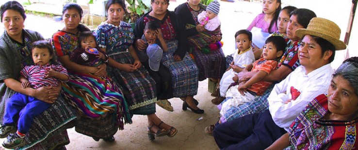 Mayan women and a husband receive family planning counseling at the health center in Chimaltenango, southern Guatemala.