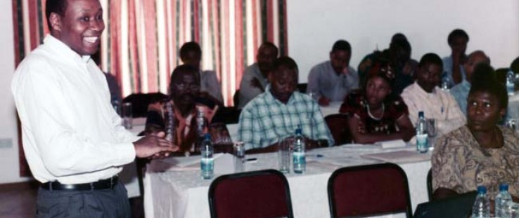 David Nyange conducts a seminar in entrepreneurship in 2004, when he was a senior lecturer at Sokoine University of Agriculture,