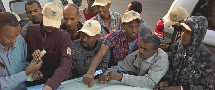 In Bishoftu, dozens of mappers, surveying almost 600,000 people in Ethiopia for trachoma, meet before heading out.