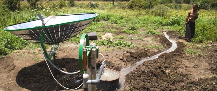 An Ethiopian farmer uses a prototype of International Development Enterprises’ Clean Irrigation System.