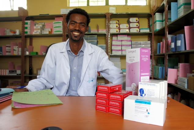 Andualam Tessema, pharmacy head, in the Bussa Health Center Drugstore, South West Shewa Zone, Oromia Region, Ethiopia.  The USAID Deliver project, in partnership with the Ministry of Health and other organizations, improves health outcomes by increasing the availability of health supplies. For more than 30 years, USAID has been a world leader in providing health commodities.