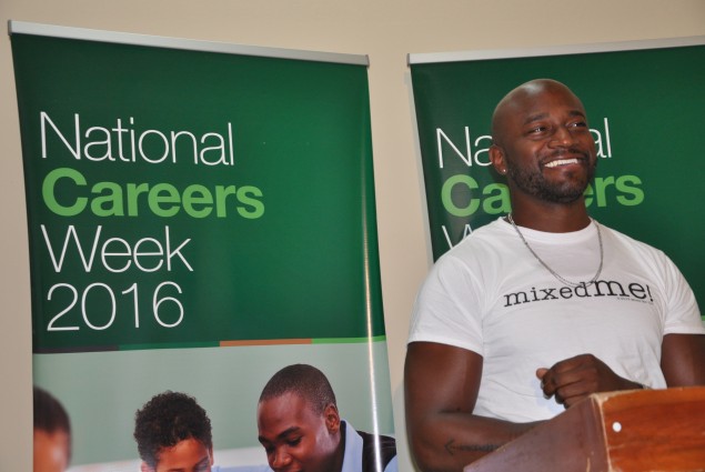 Actor and Author Taye Diggs visits the USAID Jamaica funded Biztown to launch his books, Mixed me and Chocolate Me.