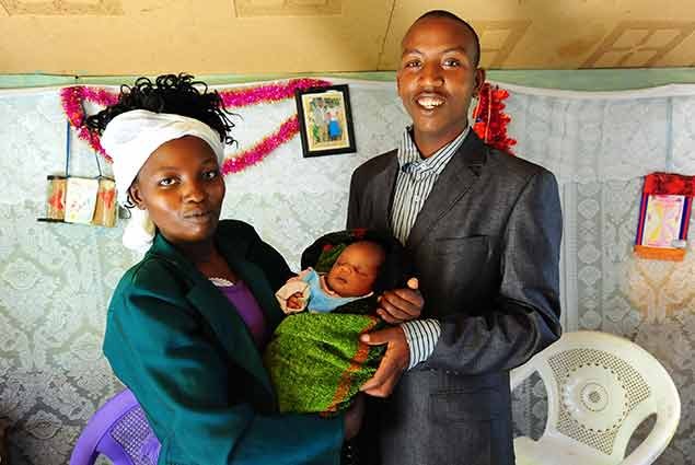 A family stands together in Kenya