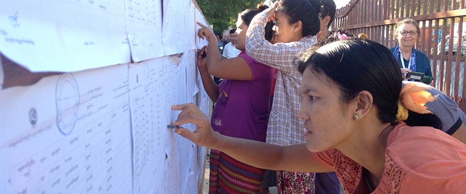 Burma - People Checking Voters' Lists