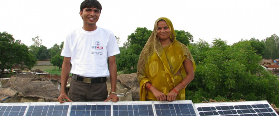 A USAID-supported project providing solar energy illumination to households in Indian villages, results in improved life quality