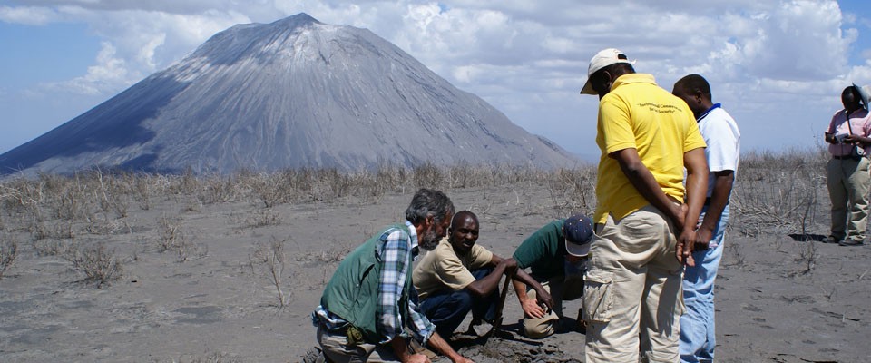 VDAP worked with the Geological Survey of Tanzania to assess ashfall from the Ol Doinyo Lengai volcano. Photo: Gari Mayberry/USA