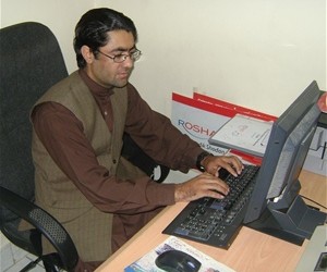 Aziz Ahmad interns at Roshan Telecommunications. Roshan provides mobile phone service throughout Afghanistan – and on-the-job tr