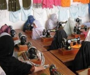 Women in Gereshk learn tailoring and embroidery skills.